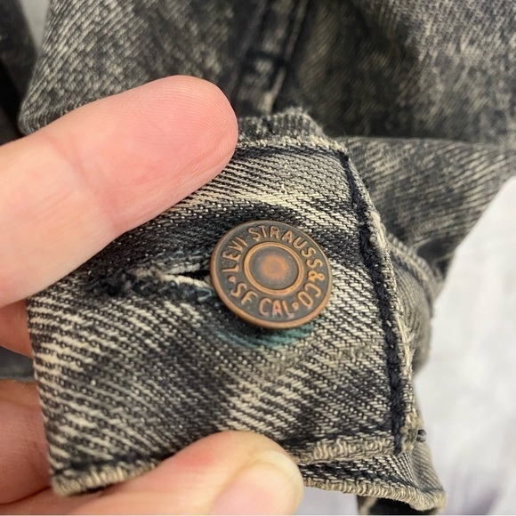 Levis Medium Trucker Jacket Denim Cotton Button Black Stonewash Retro Oversized - Picture 9 of 16